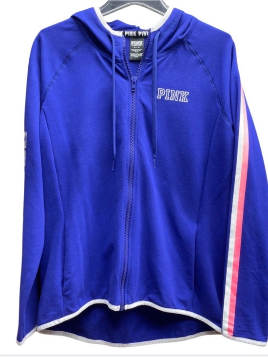Victoria's Secret Tops - NWT Victoria's Secret PINK Royal Blue Hoodie with Stripes on Sleeves Sz M